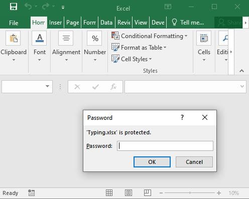 Enter the correct password to open the Excel file