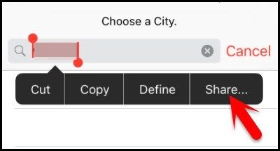 select the Share option