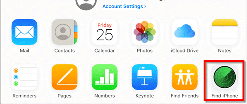 select find iphone from the icloud dashboard