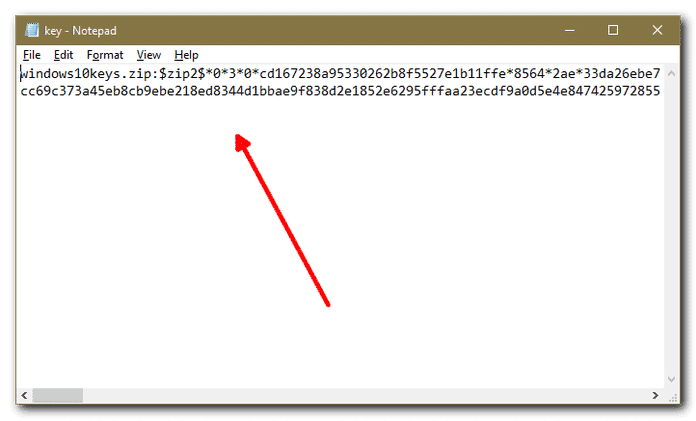 consulter le fichier Hash du Mot de Passe pour décrypter le mot de passe zip