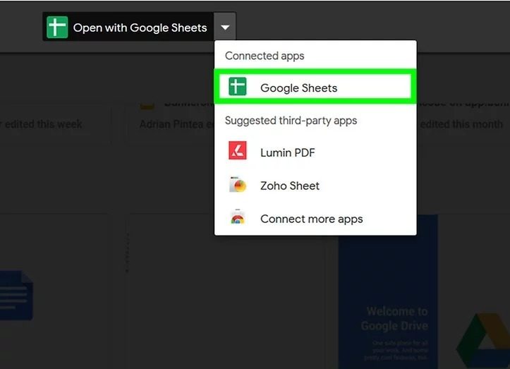 open the file with google sheets