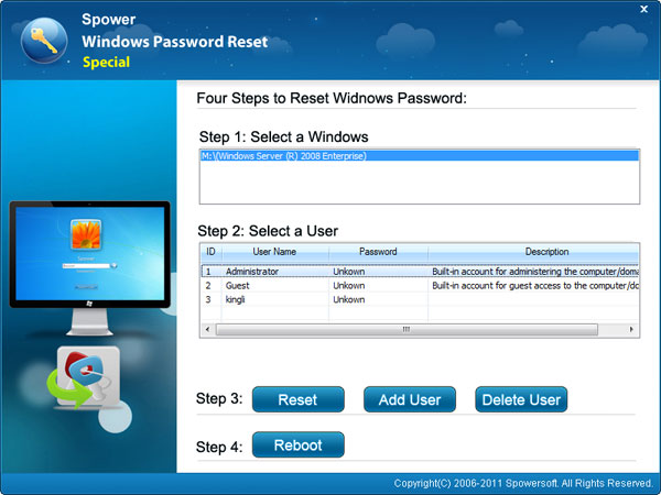 The Windows Password Reset Special reset disk