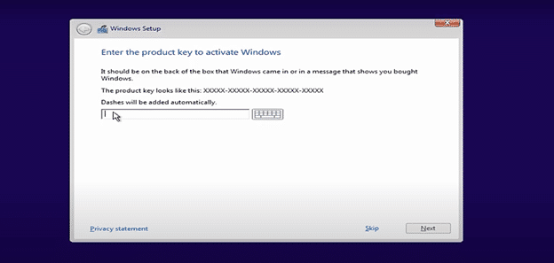 enter Windows 10 product key to upgrade Windows Vista to Windows 10