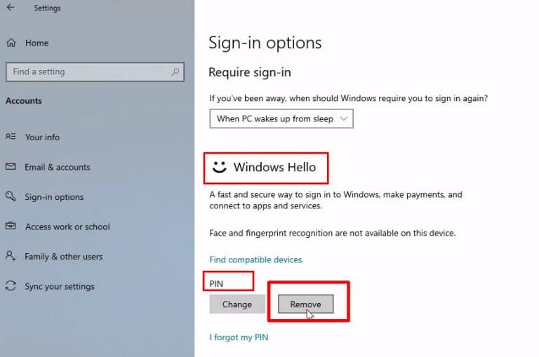 How to Disable Windows Hello Pin Windows Password Reset