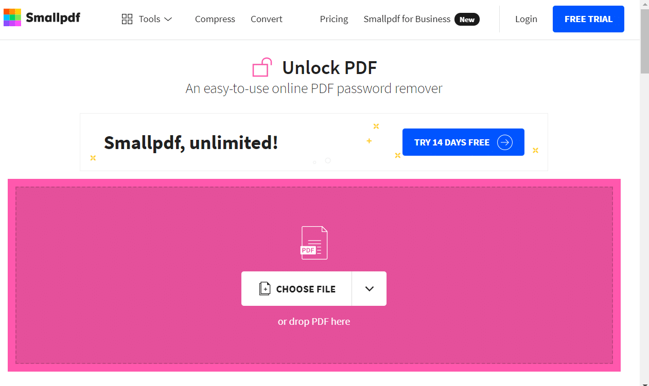Smallpdf Unlock PDF web app